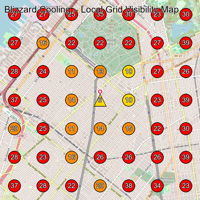 Blizzard Cooling GeoGrid visibility map for Hvac Contractor in Brooklyn